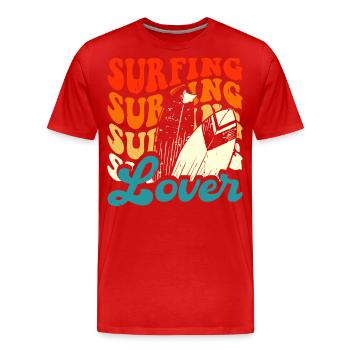 Surfing Surfer - Men's Premium Organic T-Shirt - red - Front - Damien (186cm)