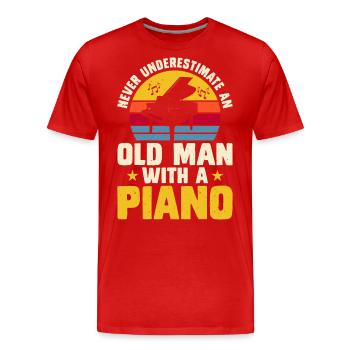 Pianiste Piano - T-shirt bio Premium Homme - rouge - Devant - Damien (186cm)