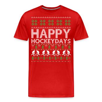 Hockey Ugly Christmas - Männer Premium Bio T-Shirt - Rot - Vorne - Damien (186cm)