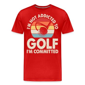 Golf Golfer - Men's Premium Organic T-Shirt - red - Front - Damien (186cm)