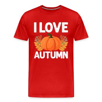 Autumn - Men's Premium Organic T-Shirt - red - Front - Damien (186cm)