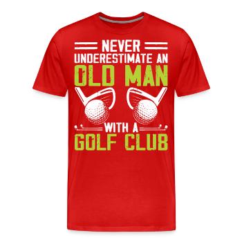 Golf Golfer - Men's Premium Organic T-Shirt - red - Front - Damien (186cm)