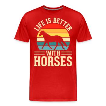 Chevaux - T-shirt bio Premium Homme - rouge - Devant - Damien (186cm)