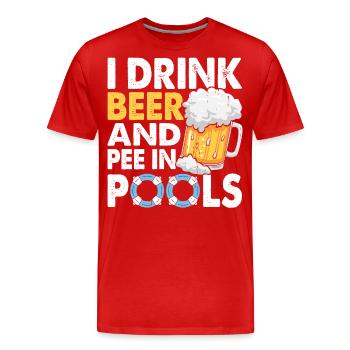 Swimming Float Beer Pool - Men's Premium Organic T-Shirt - red - Front - Damien (186cm)