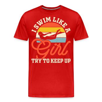 Flotteur de natation - T-shirt bio Premium Homme - rouge - Devant - Damien (186cm)