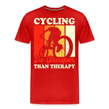 Cycling Is Cheaper Than Therapy - Männer Premium Bio T-Shirt - Rot - Vorne - Damien (186cm)