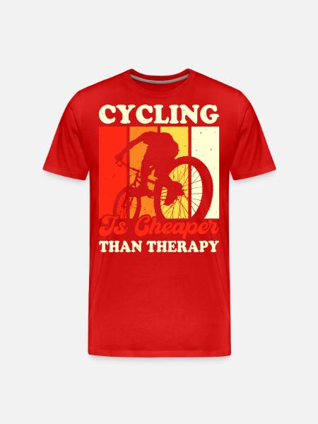 Cycling Is Cheaper Than Therapy - Men's Premium Organic T-Shirt - red
