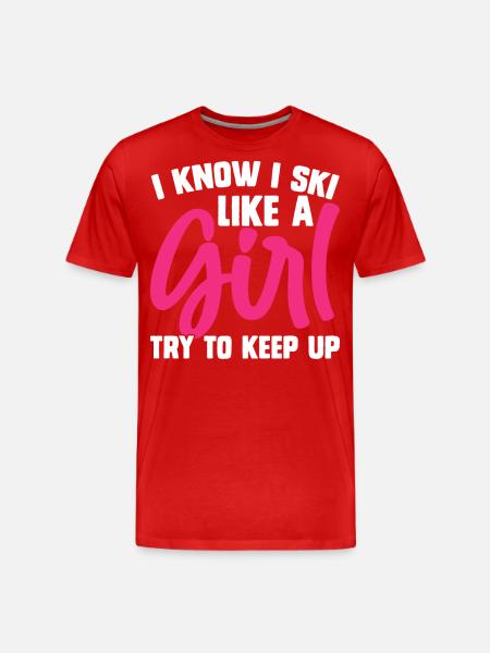 Ski Skiing Skiers - Men's Premium Organic T-Shirt - red