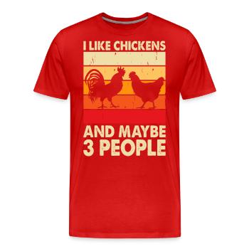 Chickens Chicken - Men's Premium Organic T-Shirt - red - Front - Damien (186cm)