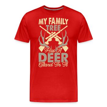 Chasseurs à la poursuite des cerfs à bois - T-shirt bio Premium Homme - rouge - Devant - Damien (186cm)