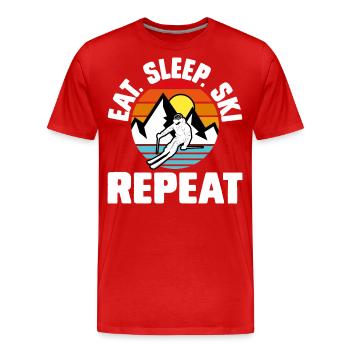 Ski Skiing Skiers - Men's Premium Organic T-Shirt - red - Front - Damien (186cm)