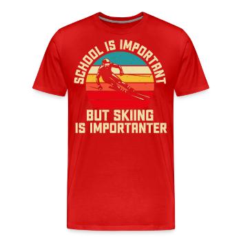 Ski Skiing Skiers - Men's Premium Organic T-Shirt - red - Front - Damien (186cm)