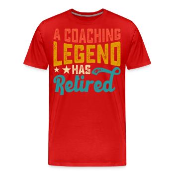 Coach Legend Pension Pensioner - Men's Premium Organic T-Shirt - red - Front - Damien (186cm)