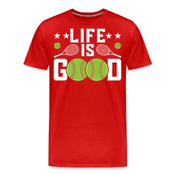 Tennis - Männer Premium Bio T-Shirt - Rot - Vorne - Damien (186cm)