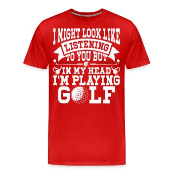 Golf Golfer - Men's Premium Organic T-Shirt - red - Front - Damien (186cm)