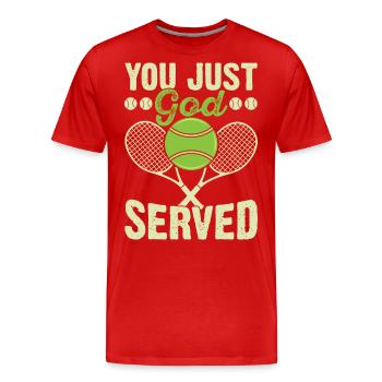 Tennis - Männer Premium Bio T-Shirt - Rot - Vorne - Damien (186cm)