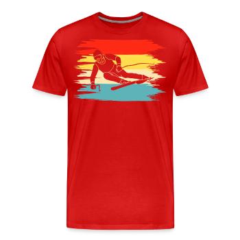 Ski Skiing Skiers - Men's Premium Organic T-Shirt - red - Front - Damien (186cm)