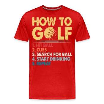 Golf Golfer - Men's Premium Organic T-Shirt - red - Front - Damien (186cm)