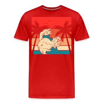 Palm Waves Rétro Vintage - T-shirt bio Premium Homme - rouge - Devant - Damien (186cm)