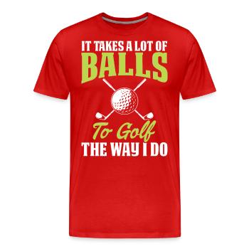 Golf Golfer - Men's Premium Organic T-Shirt - red - Front - Damien (186cm)