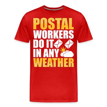 Briefträger Postbote - Männer Premium Bio T-Shirt - Rot - Vorne - Damien (186cm)