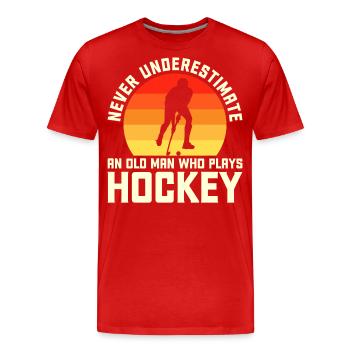 Hockey - Men's Premium Organic T-Shirt - red - Front - Damien (186cm)
