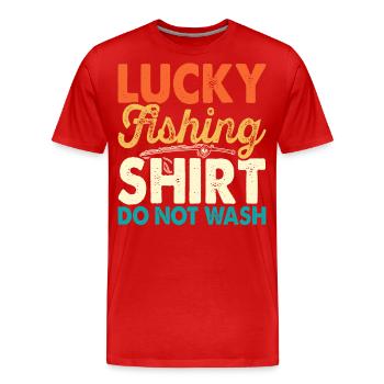 Chemise de pêche porte-bonheur - T-shirt bio Premium Homme - rouge - Devant - Damien (186cm)