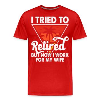 Épouse à la retraite - T-shirt bio Premium Homme - rouge - Devant - Damien (186cm)