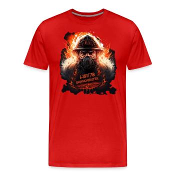 Brandmeister im Einsatz - Männer Premium Bio T-Shirt - Rot - Vorne - Damien (186cm)