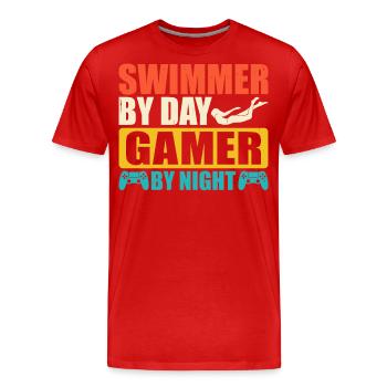Nageurs - T-shirt bio Premium Homme - rouge - Devant - Damien (186cm)