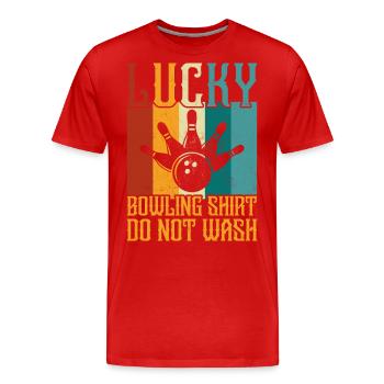 Bowling - Men's Premium Organic T-Shirt - red - Front - Damien (186cm)