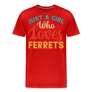 Frettchen - Männer Premium Bio T-Shirt - Rot - Vorne - Damien (186cm)