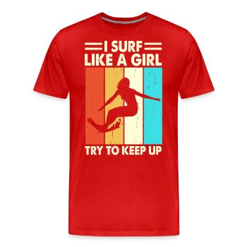 Surfer Surf - T-shirt bio Premium Homme - rouge - Devant - Damien (186cm)