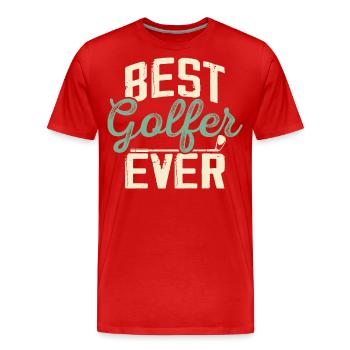 Golf Golfer - Men's Premium Organic T-Shirt - red - Front - Damien (186cm)