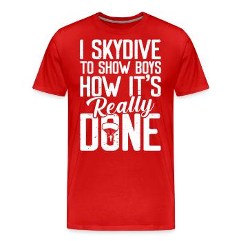 Parachutisme - T-shirt bio Premium Homme - rouge - Devant - Damien (186cm)