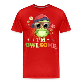 Hibou hiboux Je suis hibou - T-shirt bio Premium Homme - rouge - Devant - Damien (186cm)