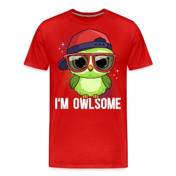 Hibou hiboux Je suis hibou - T-shirt bio Premium Homme - rouge - Devant - Damien (186cm)