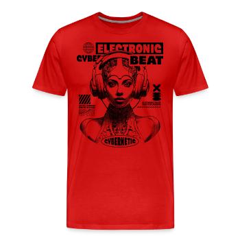 Futuristisches Sci-Fi Elektromusik T-Shirt - Männer Premium Bio T-Shirt - Rot - Vorne - Damien (186cm)