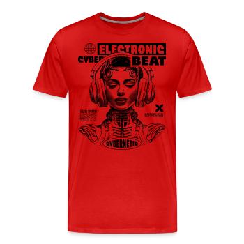 T-shirt techno hypnotique : Space Princess Design - T-shirt bio Premium Homme - rouge - Devant - Damien (186cm)