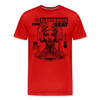 Chemise Cyber Beats au design futuriste - T-shirt bio Premium Homme - rouge - Devant - Damien (186cm)