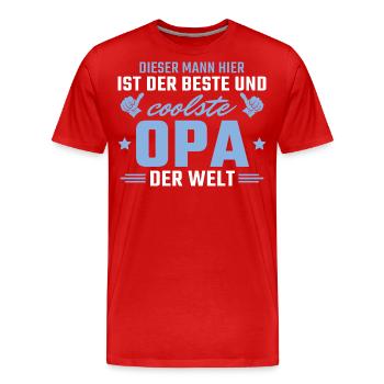 Vatertag Bester und coolster Opa - Männer Premium Bio T-Shirt - Rot - Vorne - Damien (186cm)
