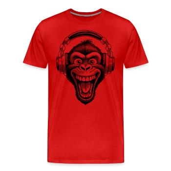 Lächelnder Schimpanse Popkultur T-Shirt - Männer Premium Bio T-Shirt - Rot - Vorne - Damien (186cm)