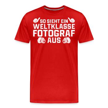 Fotografieren Weltklasse Fotograf - Männer Premium Bio T-Shirt - Rot - Vorne - Damien (186cm)