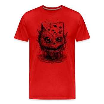Raclette Trip : Chemise monstre au fromage effrayant - T-shirt bio Premium Homme - rouge - Devant - Damien (186cm)