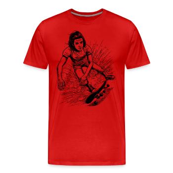 Humorvolles Skateboard-Sturz-T-Shirt Design - Männer Premium Bio T-Shirt - Rot - Vorne - Damien (186cm)