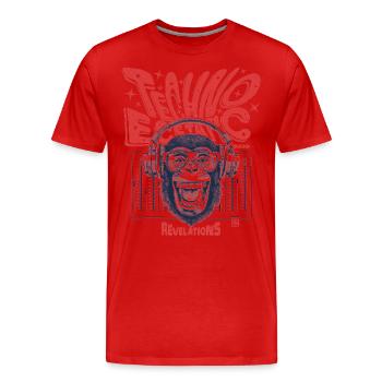 Extatique Techno : Monkey, Beats et Primates Shirt - T-shirt bio Premium Homme - rouge - Devant - Damien (186cm)