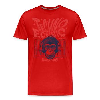 Euphorische Beats: Affen-Shirt und Techno-Kultur - Männer Premium Bio T-Shirt - Rot - Vorne - Damien (186cm)