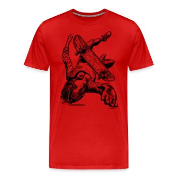 Skate Fall Shirt – Fall and Stand Up - Men's Premium Organic T-Shirt - red - Front - Damien (186cm)