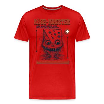Mutantenkäse Shirt: Der Schrecken hat Löcher - Männer Premium Bio T-Shirt - Rot - Vorne - Damien (186cm)