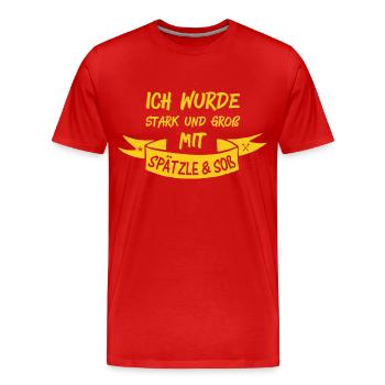 SPÄTZLE & SOß - Männer Premium Bio T-Shirt - Rot - Vorne - Damien (186cm)